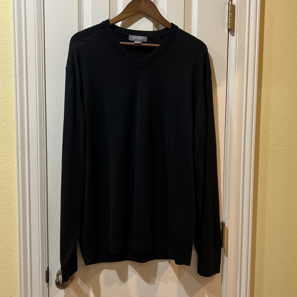Daniel Cremieux Mens 100% Fine Merino Wool  Pullover V-Neck Sweater XXL Black